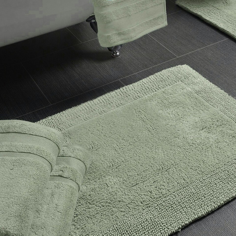image 1 of Heavyweight Reversible Bath Mat Rug 53 x 85cm - Sage Green