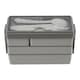 image 1 of Living and Home 3-Layer Bento-Style Plastic Lunch Box with Cutlery,Grey | Grey