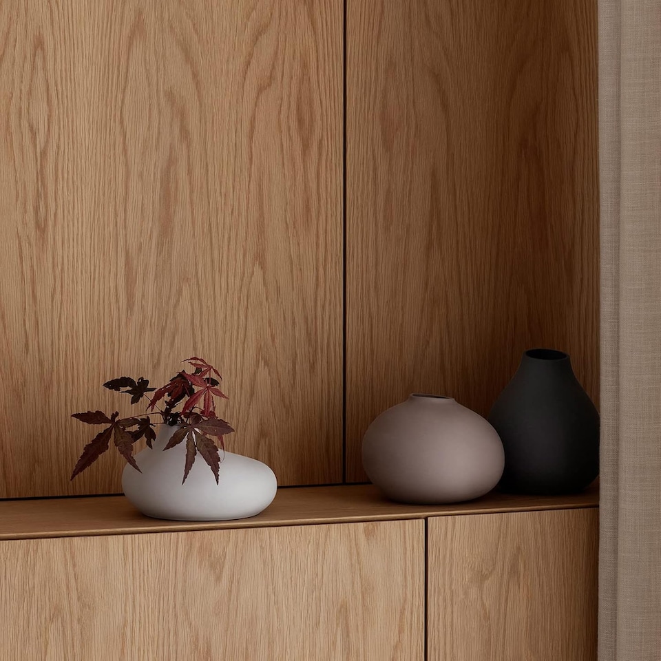 image 1 of Blomus Nona Set of 3 Porcelain Vases - Bark, Micro Chip