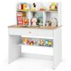 image 1 of COSTWAY Kids Wooden Study Desk Children Writing Table with Hutch & Drawer