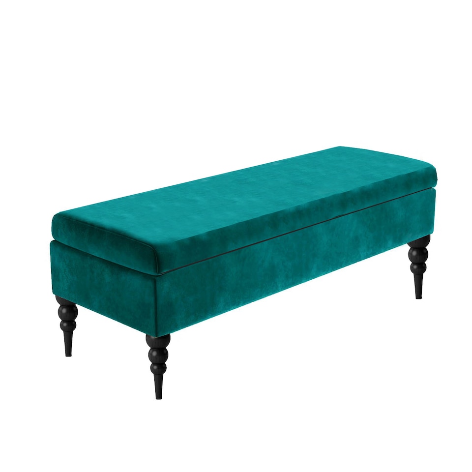 image 1 of Sierra Plain 90cm Ottoman Storage Bench - Plush Velvet Shoe Bench - Emerald Green Upholstery Footstool with Storage