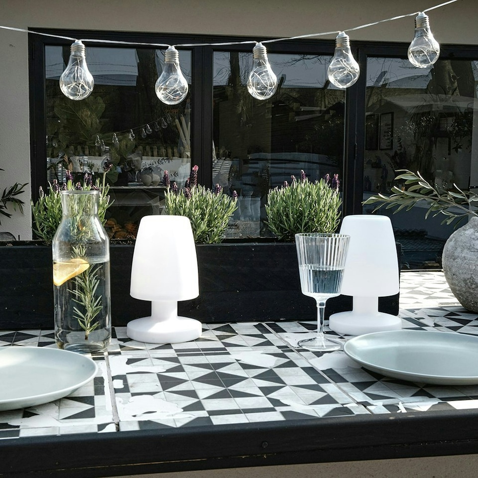 image 1 of ValueLights Daomu Table Lamp Frosted White Table Lamp and Integrated LED 1W Multicolour Bulb White