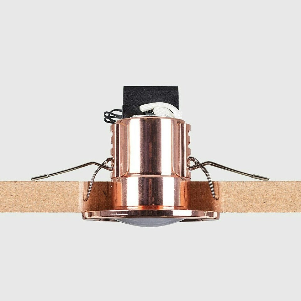 image 1 of ValueLights Pack of 4 - Fire Rated Copper Effect GU10 Recessed Ceiling Downlight/Spotlights With 5w LED Bulbs 6500K Cool White