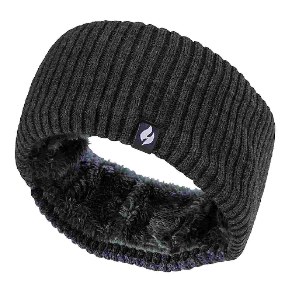 image 1 of Ladies Cable Knitted Fleece Lined Thermal Winter Ear Warmer Headband | Grey | Dark Grey | One Size | 1