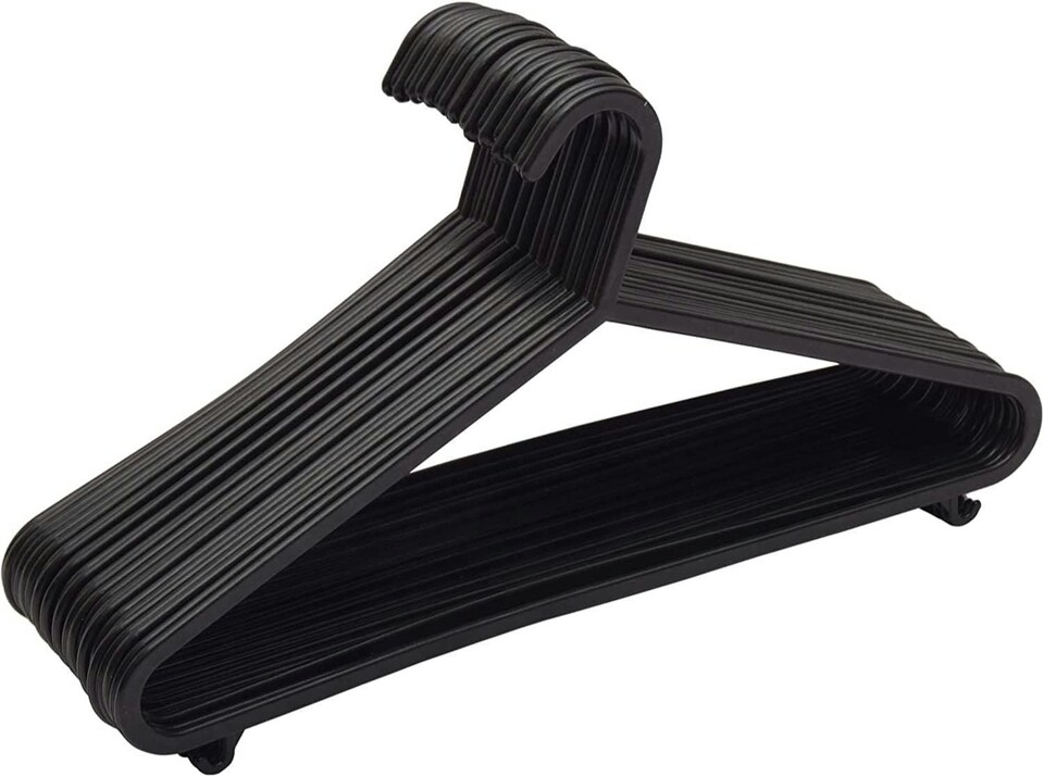 image 1 of Straame Black Plastic Hangers with Hooks, Durable, (Pack of 50)