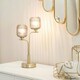image 2 of ValueLights Amelie Gold 2 Way Table Lamp with Smoked Ribbed Glass Shades