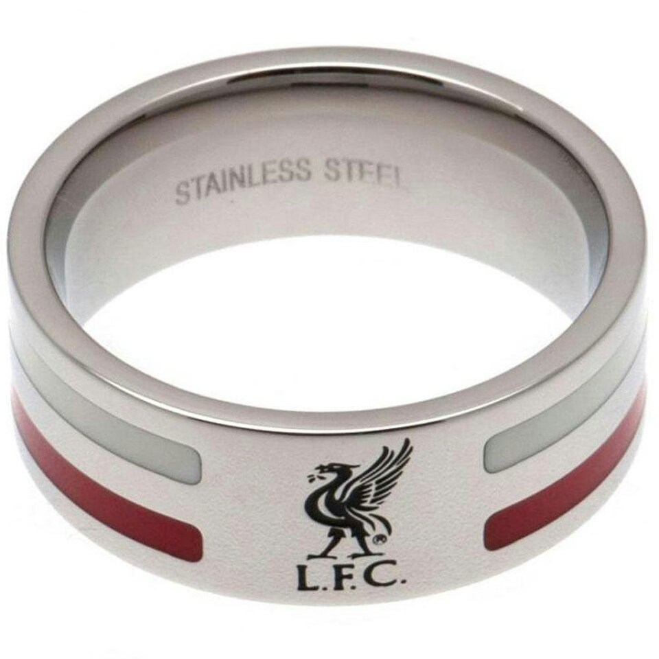 image 1 of Liverpool FC Colour Stripe Ring - Silver/Red/White - Large