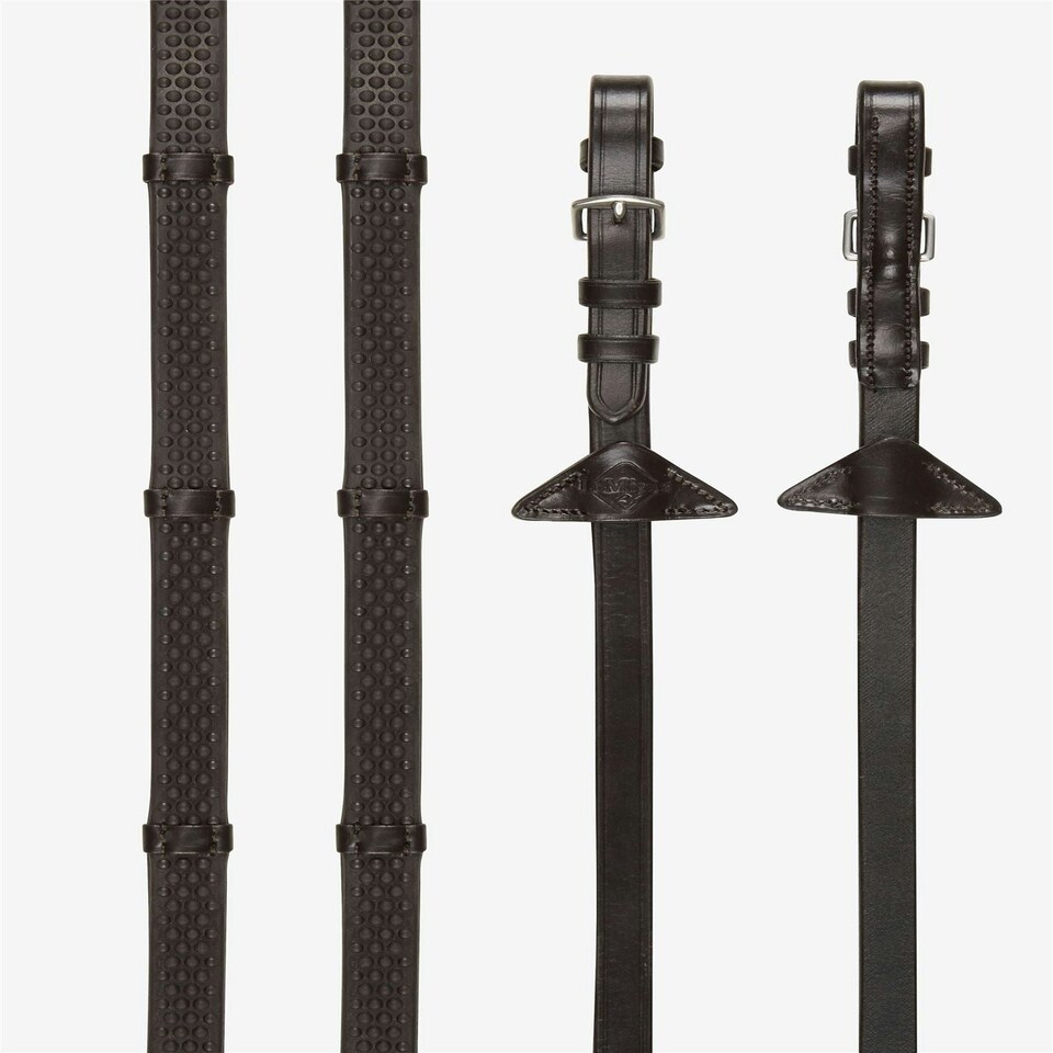 image 1 of LeMieux Soft Rubber Reins with Stoppers Black | Cob