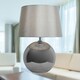image 7 of First Choice Lighting Set of 2 Ball Smoked Glass Table Lamps with Grey Fabric Shades Grey | Grey