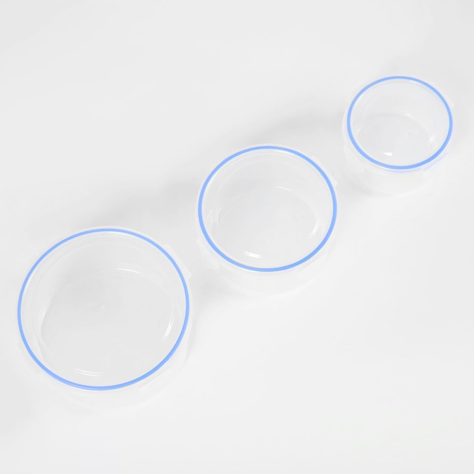 image 1 of OHS Round Plastic Food Storage Containers With Lids 3 Pack, 0.25-1L - Clear