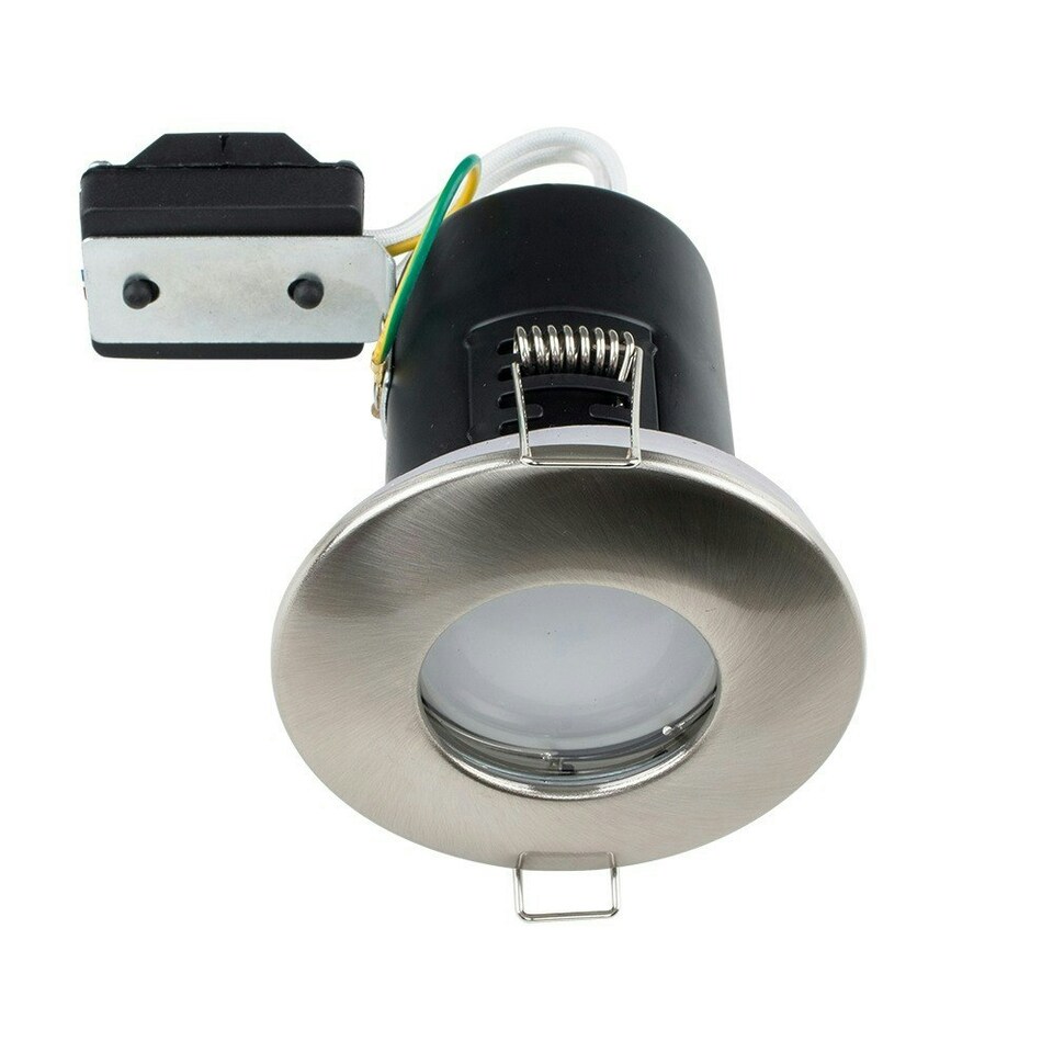 image 1 of ValueLights Pack of 6 Fire Rated Bathroom/Shower IP65 Chrome Domed Ceiling Downlights Complete with 5w LED Bulbs 6500K Cool White