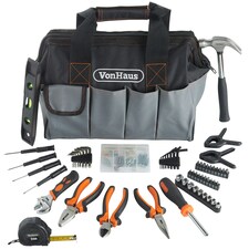 VonHaus 92Pc Hand Tool Kit for Home DIY with Heavy Duty Bag