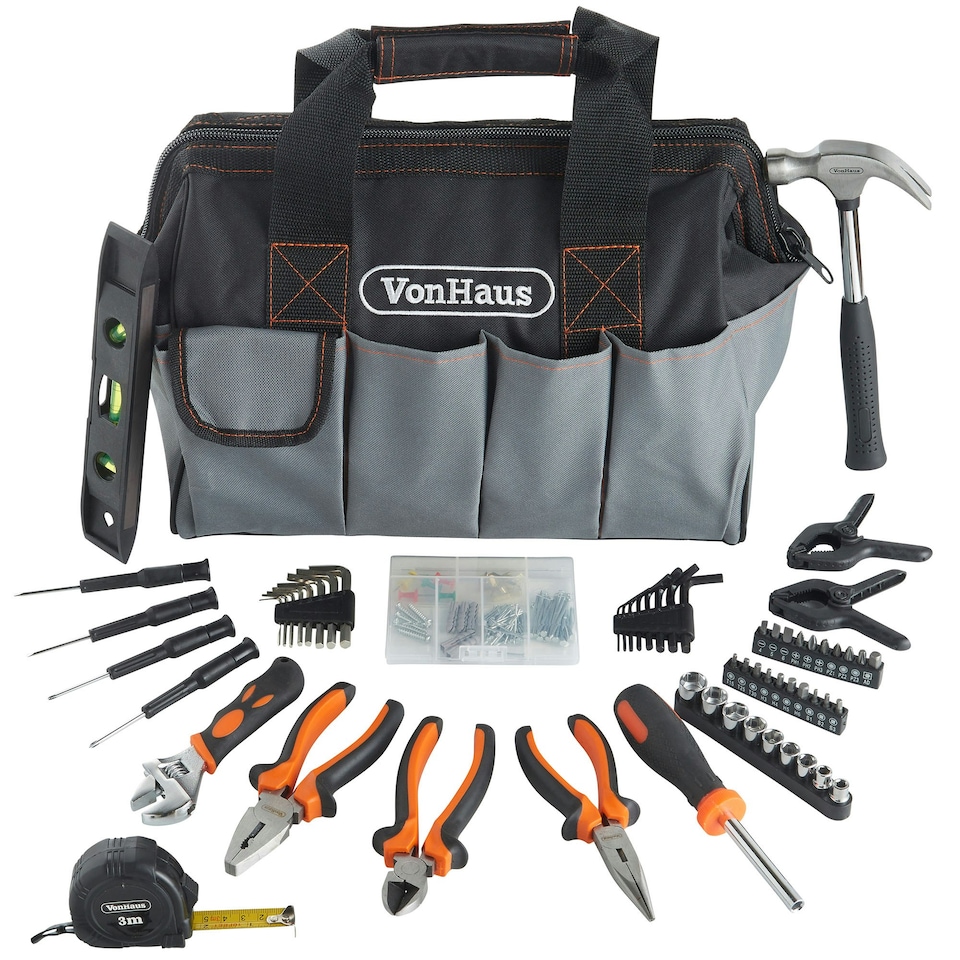 image 1 of VonHaus 92Pc Hand Tool Kit for Home DIY with Heavy Duty Bag