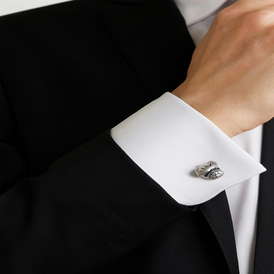 image 1 of Bulldog Cufflinks - Onyx Art CK104 Dog Novelty Cuffs