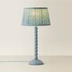 image 4 of ValueLights Bobbin Pastel Blue Table Lamp Leaf Pleated Shade