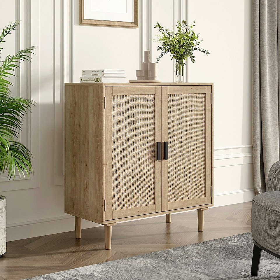 image 1 of Living and Home Rattan Sideboard with Double Doors