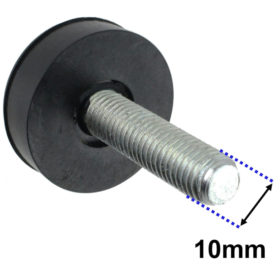 image 1 of SPARES2GO Universal Washing Machine Adjustable Screw in Foot (Pack of 2, 10mm Thread)