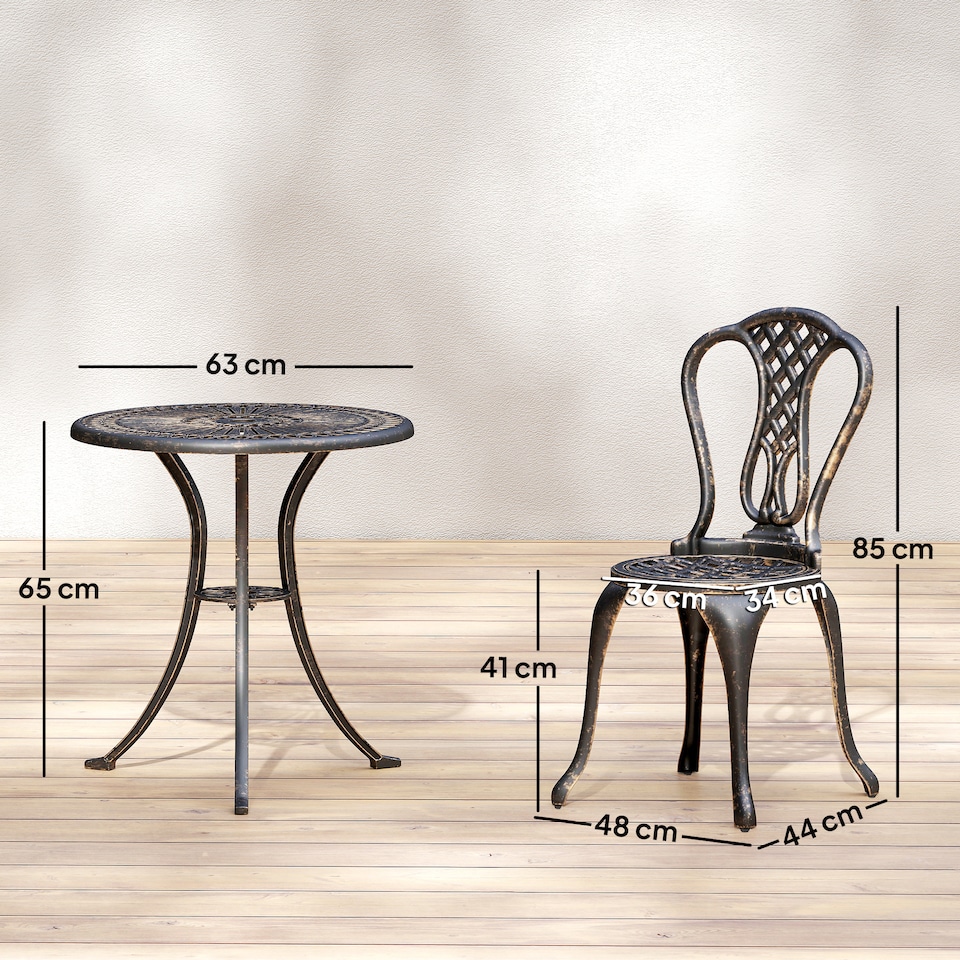 image 1 of Outsunny Garden Bistro Set Outdoor Table Chairs Aluminium Patio Lawn Furniture