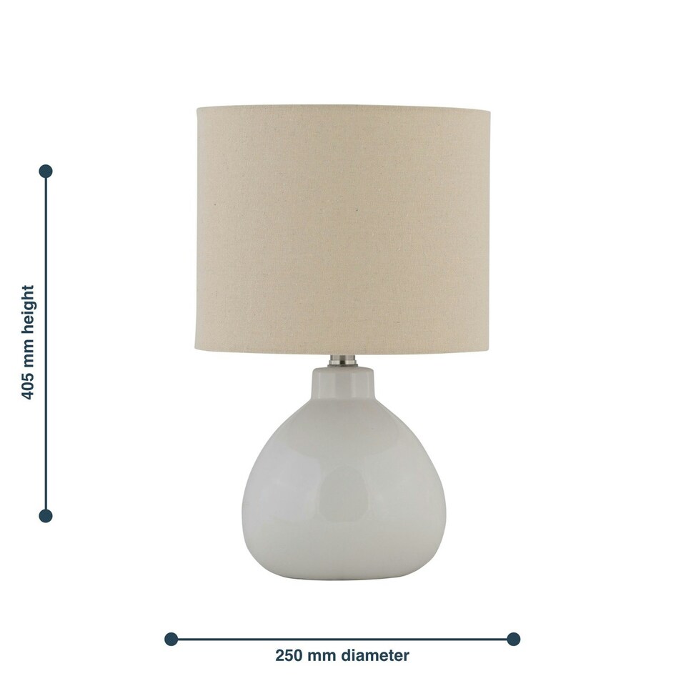 image 1 of First Choice Lighting Set of 2 Tuscan White Ceramic Lamps with Natural Linen Shade White | Brown