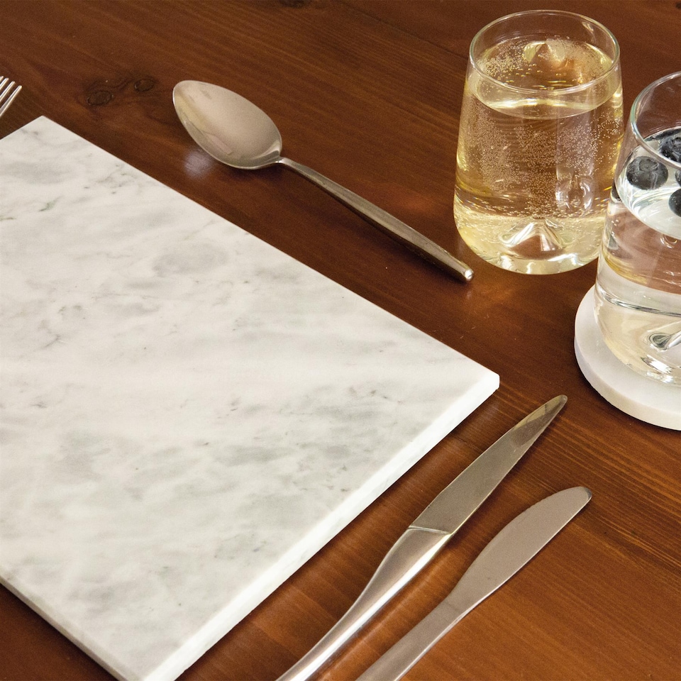 image 1 of Argon Tableware Rectangle Marble Chopping Board - 30 x 20cm | White | White