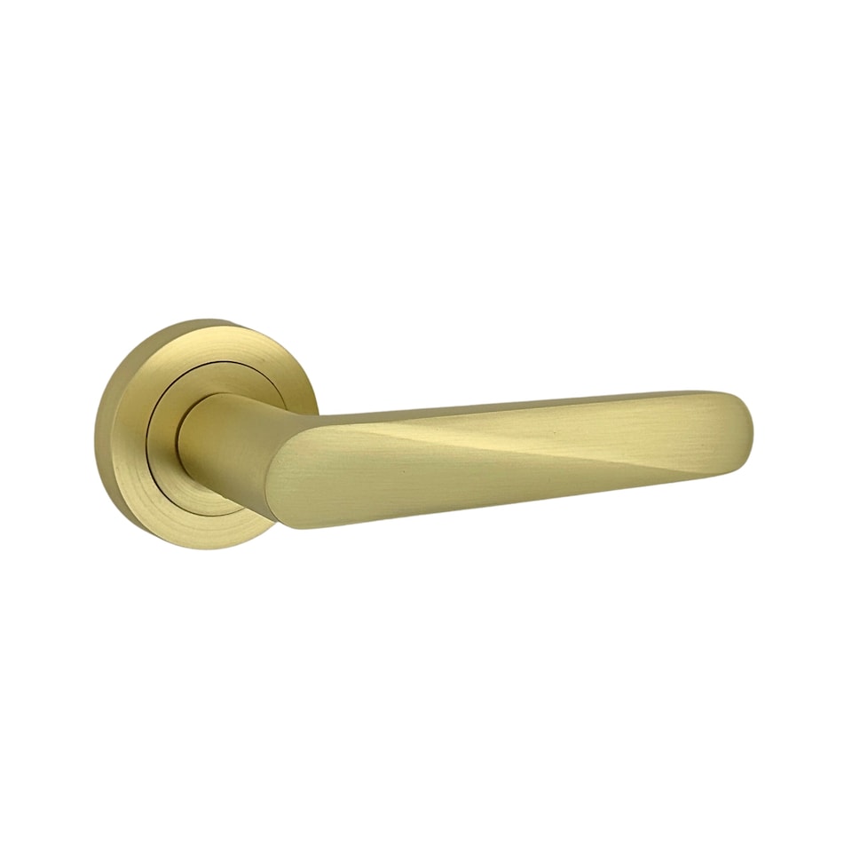image 1 of AXS Detroit Door Handles on Rose - Door Pack - Latch Door - Satin Brass