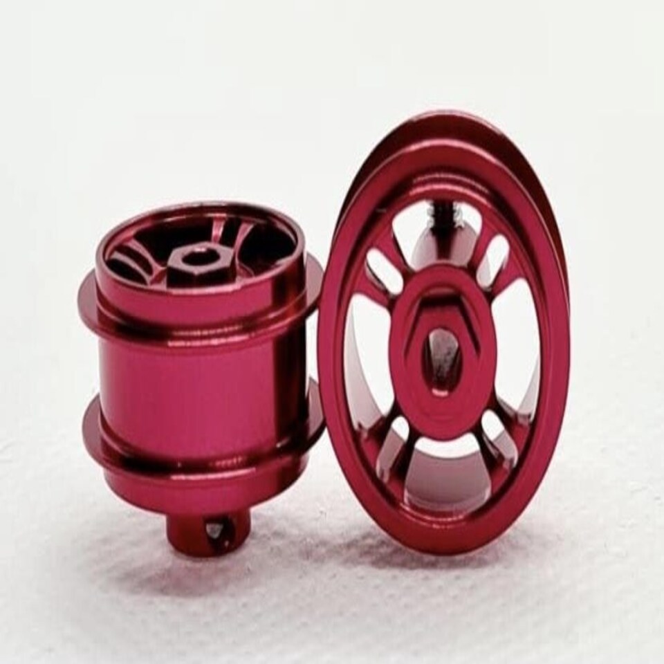 Staffs Slot Cars 4 Spoke Modern Red Alloy Wheels 15.8 x 8.5mm x 2 Staffs 48