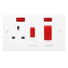 Securlec Square Cooker Switch & Socket (UK Plug) | White | White | 1