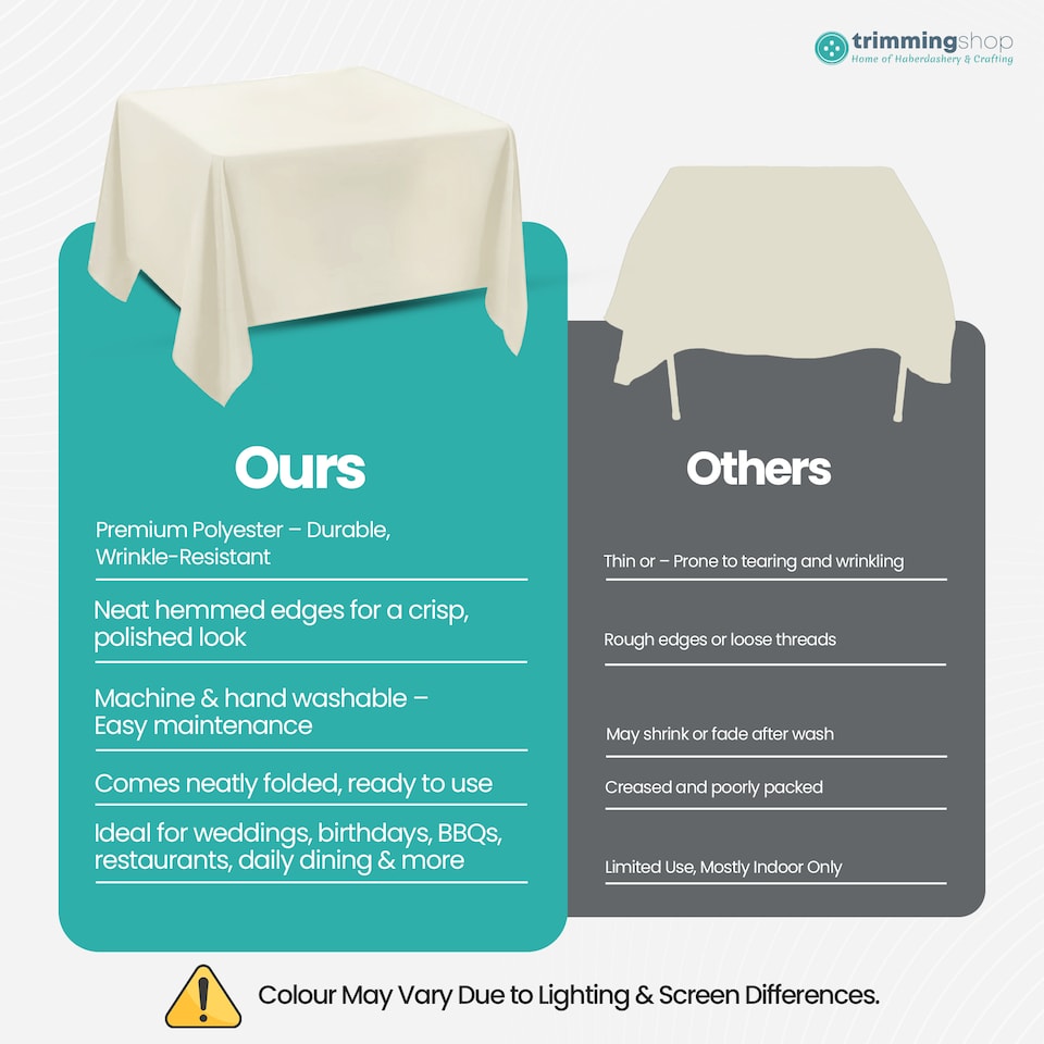 image 1 of Square Tablecloth Polyester, Premium Linen Table Cover - 54" x 54"