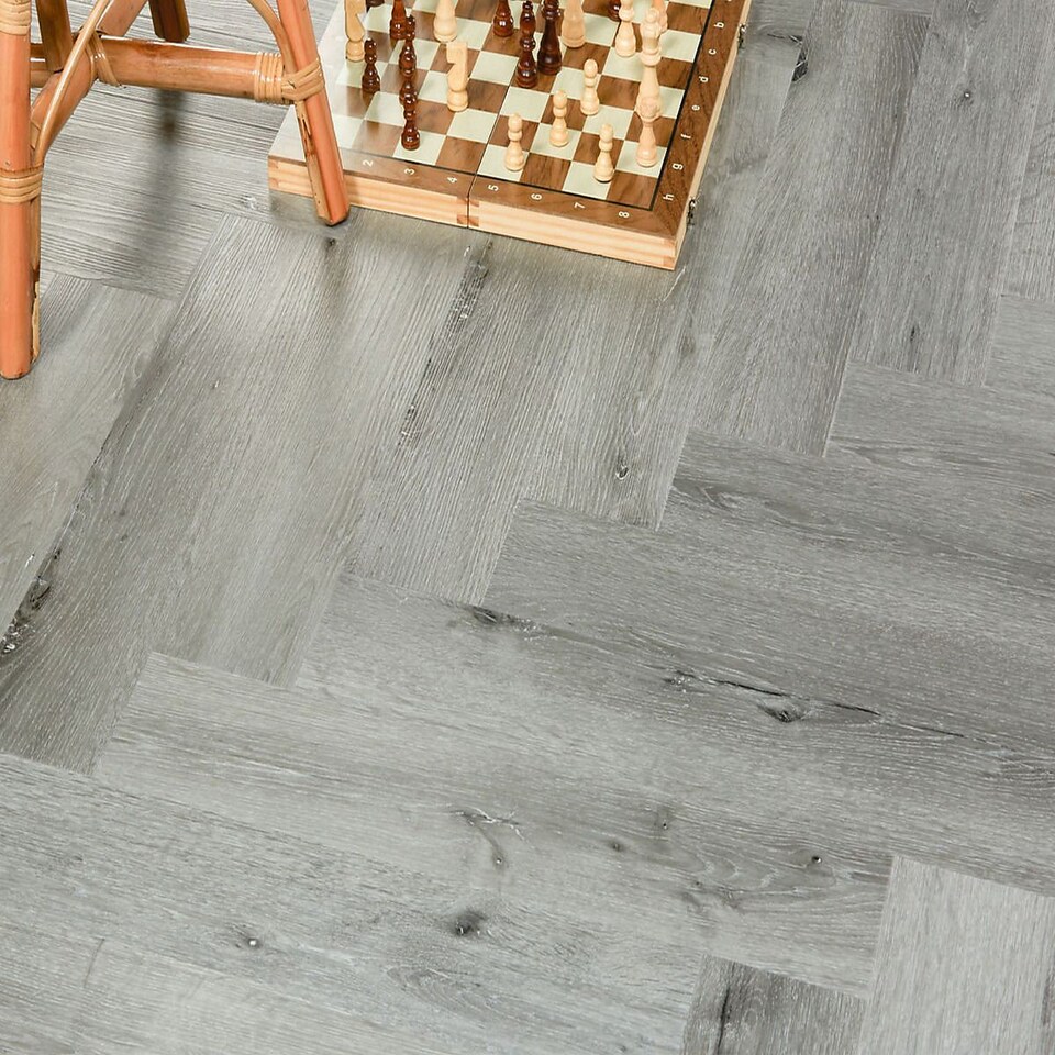 image 1 of Click LVT Flooring SPC 6.0mm NodSl Winter  Herringbone Wood Effect For Home & Contract Commercial Use | Grey | Grey | Planks per Pack:  16  | Coverage per Pack: 1.114m² | 1