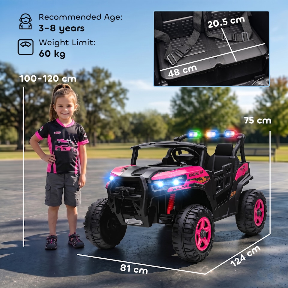 image 1 of AIYAPLAY 24V Electric Ride on Car, 2-Seater Kids Electric Truck, Pink