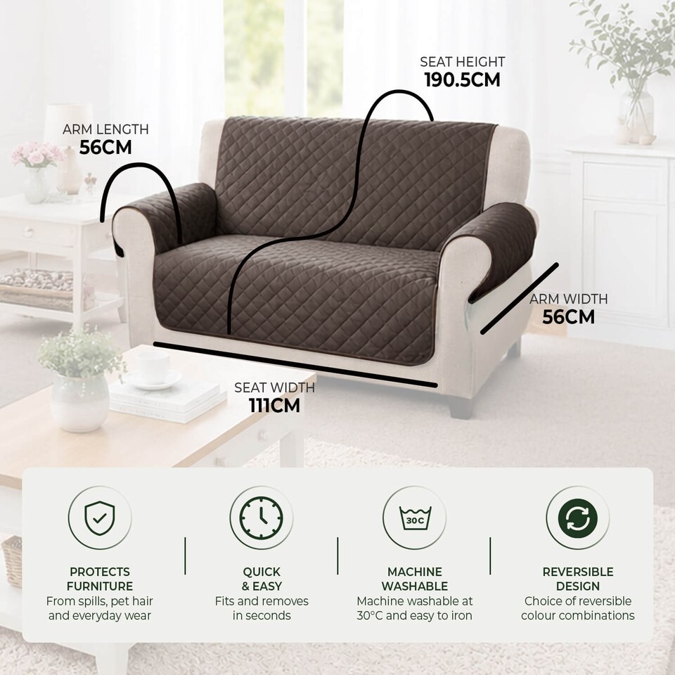 image 1 of Coopers Of Stortford 2 Seater Sofa Cover Quilted Washable Furniture Protector