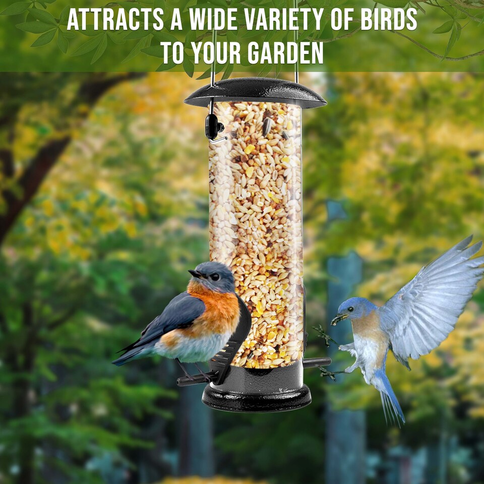 image 1 of Medium Outdoor Garden Hanging Metal Wild Bird Seed Feeder