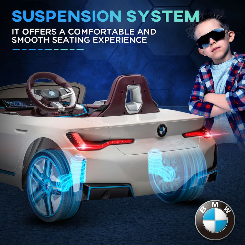 image 1 of HOMCOM BMW i4 Licensed 12V Kids Electric Ride-On Car w/ Remote Control - White