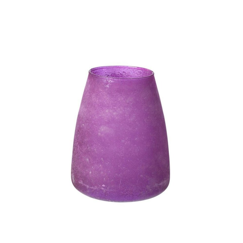 image 1 of Recycled Cloudy Frosted Glass Flower Vase - Berry - H20 x W17cm