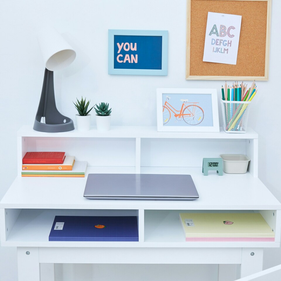 image 1 of Teamson Kids Children's Play Writing Desk with Storage and Chair Set, White