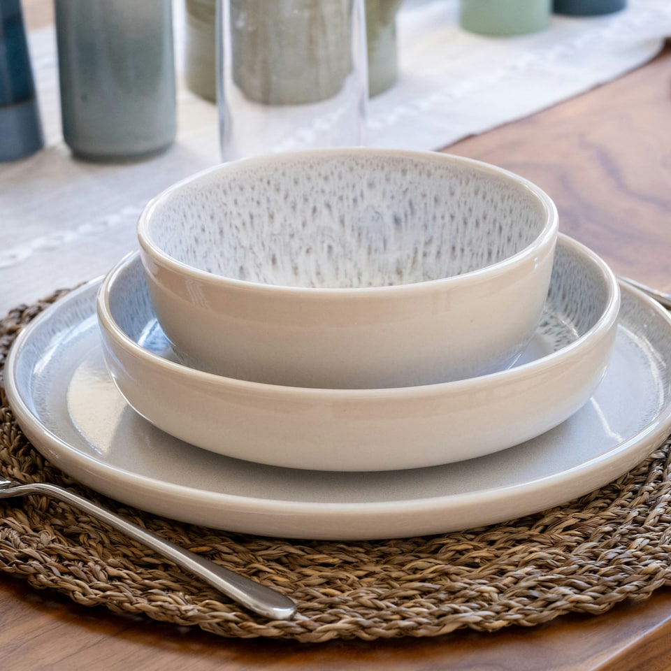 image 1 of Scandi Home 16 piece Stockholm Oatmeal Artisan Glaze Tableware Set