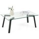 image 1 of COSTWAY Tempered Glass Coffee Table Rectangular Cocktail Table Black
