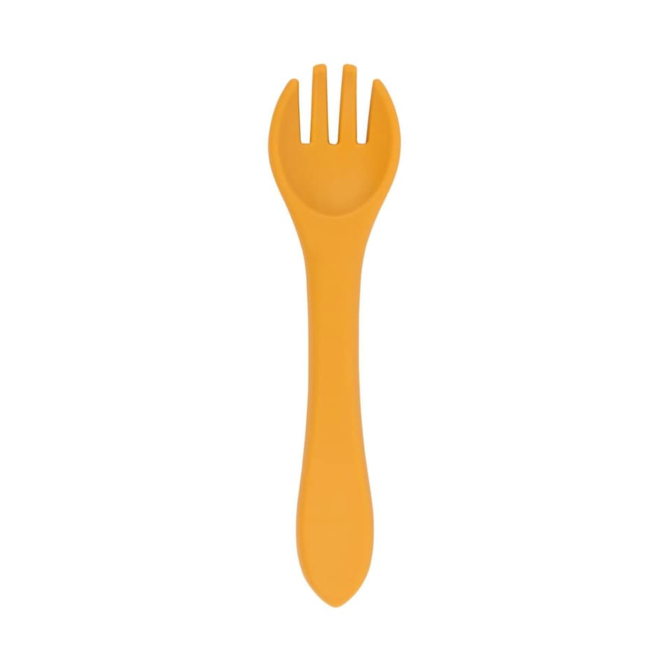 image 1 of Tiny Dining Baby Silicone Weaning Fork - Ochre Orange