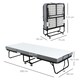 image 3 of HOMCOM Folding Bed with 10cm Mattress, Portable Foldable Guest Bed with Wheels