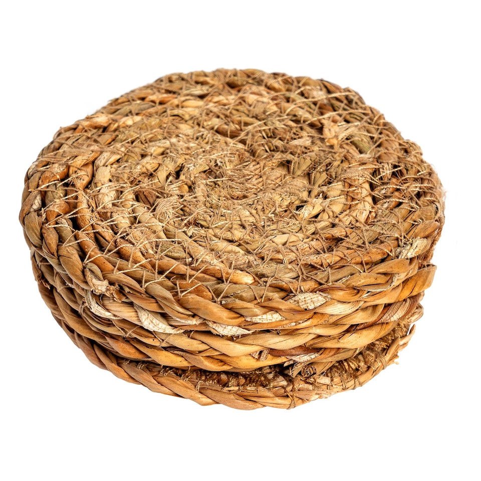 image 1 of Argon Tableware Round Woven Typha Coasters - 10cm - Pack of 6