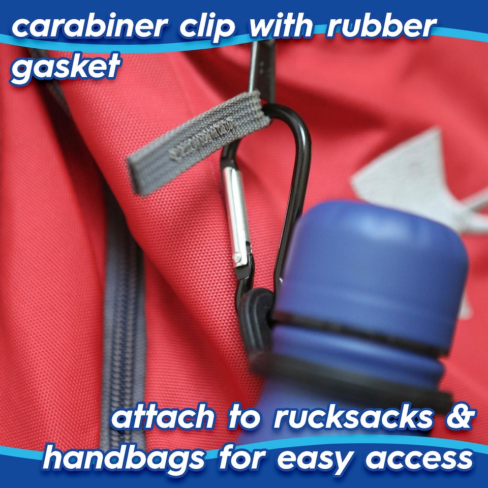 image 1 of Harbour Housewares Stainless Steel Water Bottle with Carabiner Clip - 500ml - Matt Black | Black | Matt Black | One Size