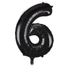 Black Number 6 Helium Foil Giant Balloon 86cm / 34 in