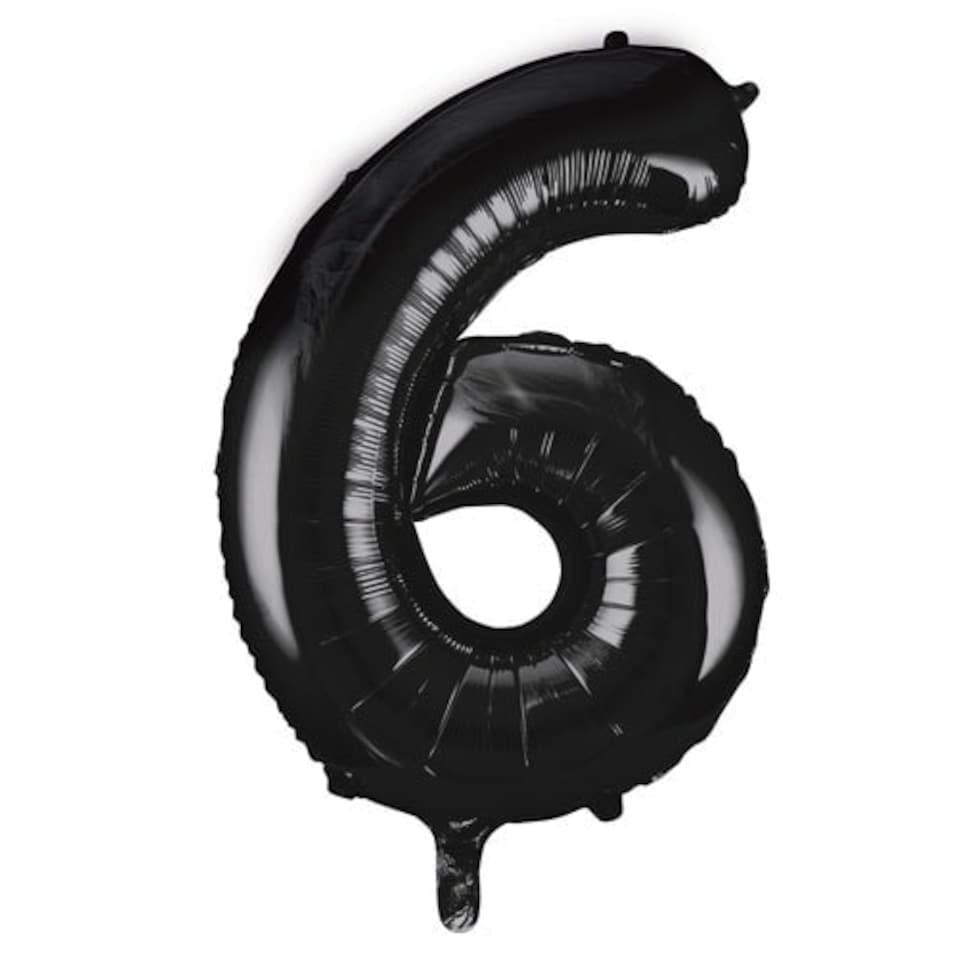 Black Number 6 Helium Foil Giant Balloon 86cm / 34 in