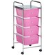 image 1 of VonHaus 4 Drawer Pink Storage Trolley with 360° Wheels