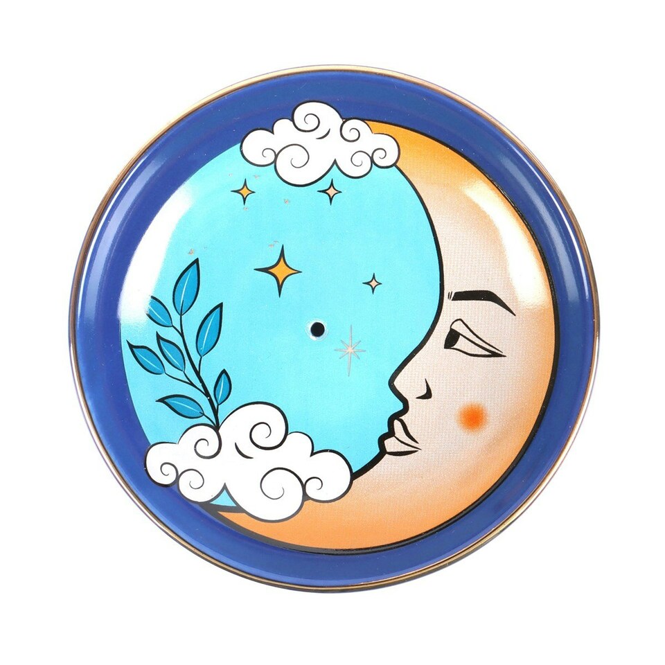 image 1 of Something Different Celestial The Moon Incense Holder - Blue/Beige/White - One Size