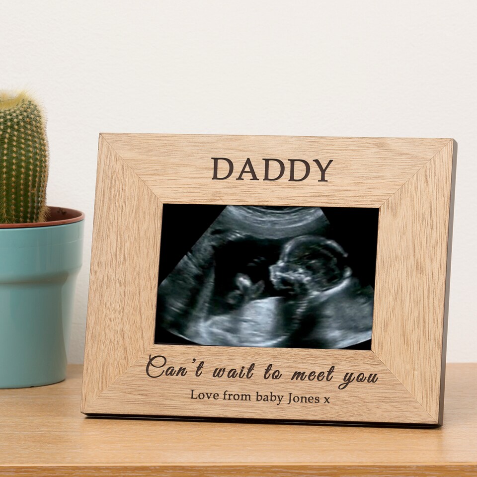 image 1 of Personalised Cant Wait To Meet You Baby Scan Wood Picture Frame 6x4