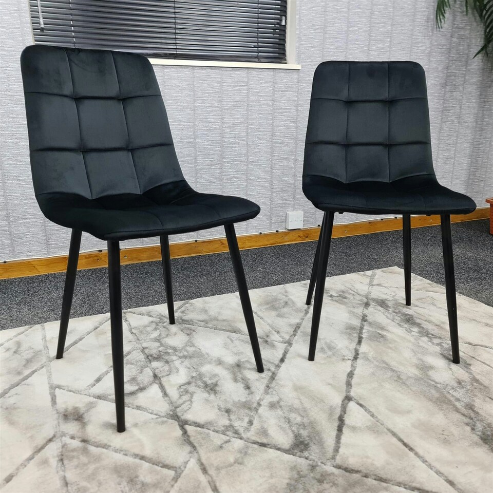 image 1 of Dining Chairs Set of 2 Black Velvet Kitchen Chairs Black