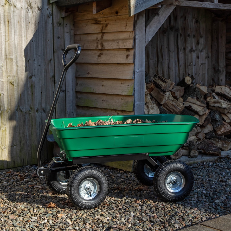 image 1 of 75 Litre 200Kg Capacity Tipping Garden Dump Cart / Truck Trolley / Wheelbarrow