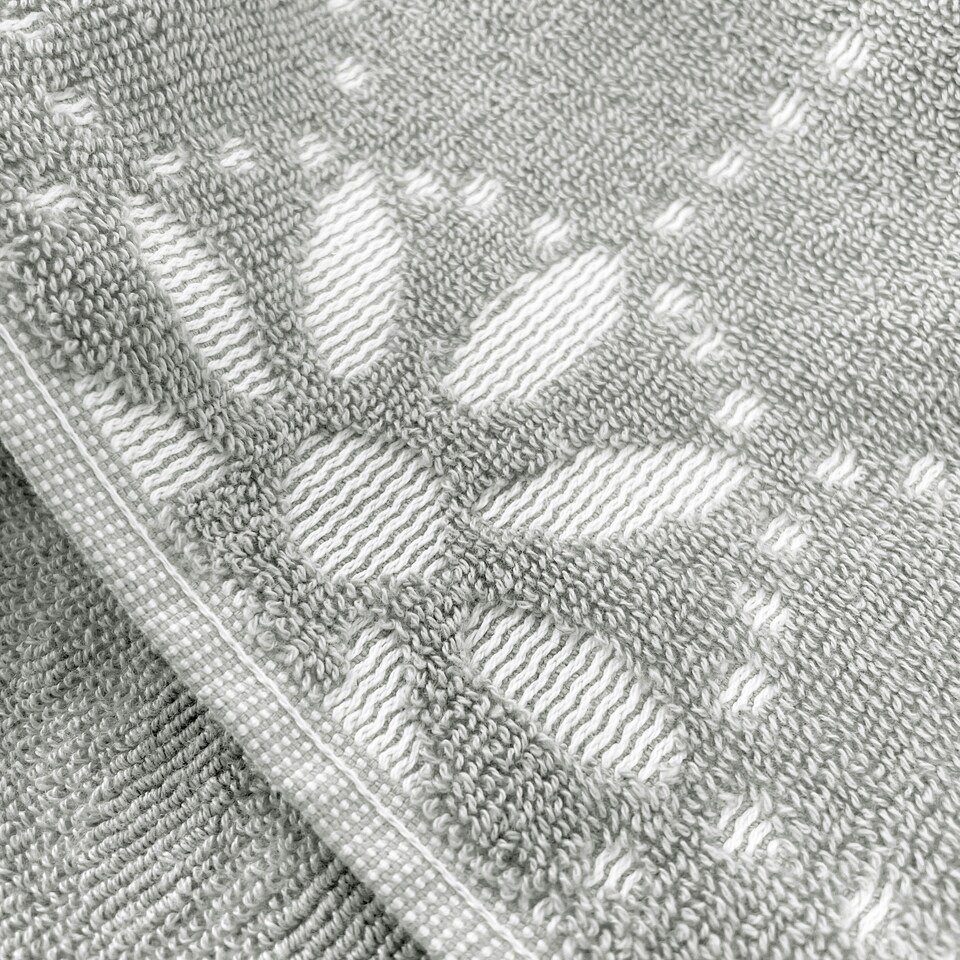 image 1 of Luxury Marrakesh Floral Geo Patterned Towels - 100% Cotton Grey | Dove Grey | Hand towel