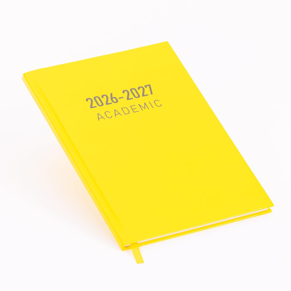 image 1 of 2026 2027 Academic Diary A5 Week to View - Mid Year Student Planner August 2026 to July 2027 - Hardback School College Organiser with Ribbon Bookmark (Yellow) | Yellow | Yellow